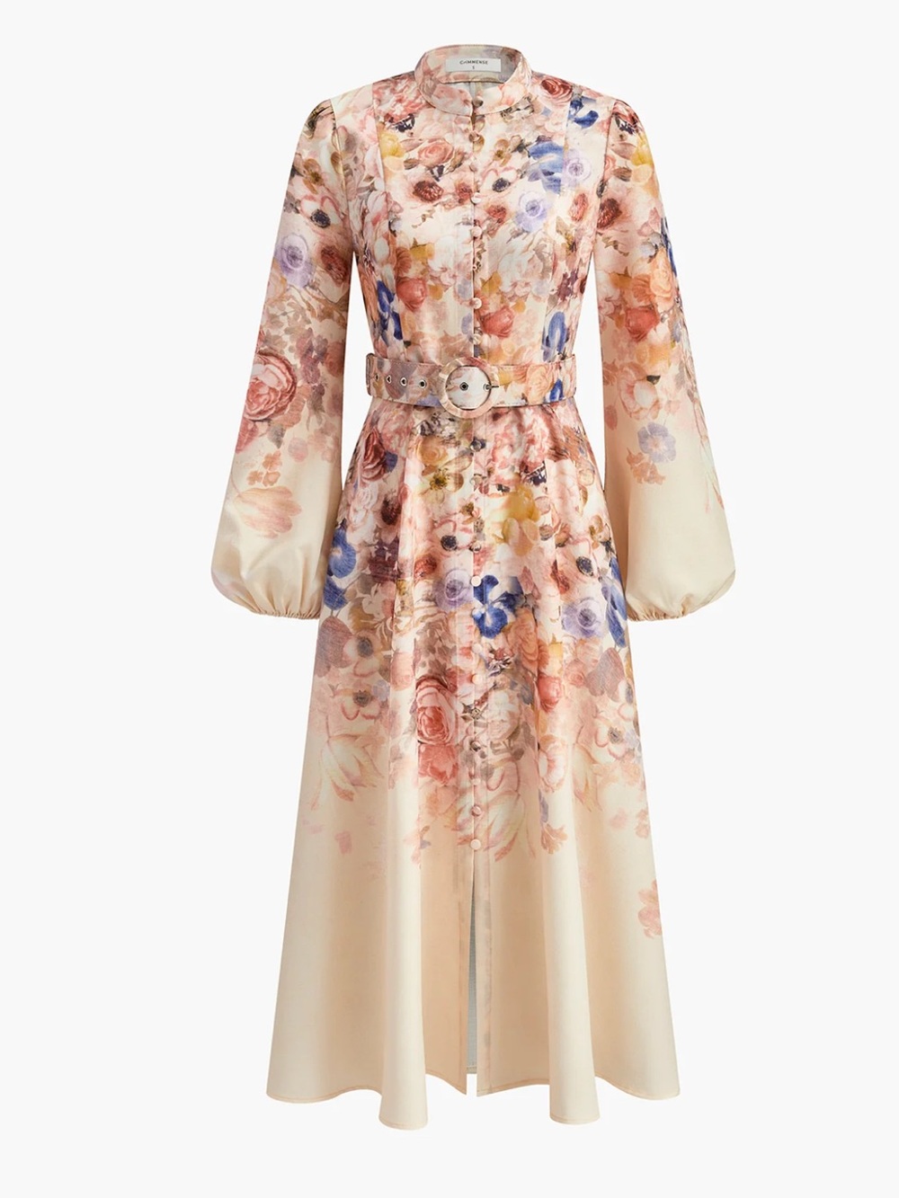 NWOT commense Belted Balloon Sleeve Floral Dress SIZE XS
